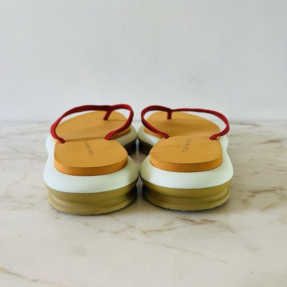 TORY BURCH Tory Red Orange Citrine Meadow Mist Layered Flip-Flop- Webbing - US 7 - Picture 8 of 9